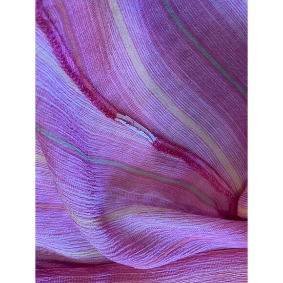 Express Design Studio 100% Silk Y2K Style Striped Button Up Pink Blouse Medium - Picture 9 of 11